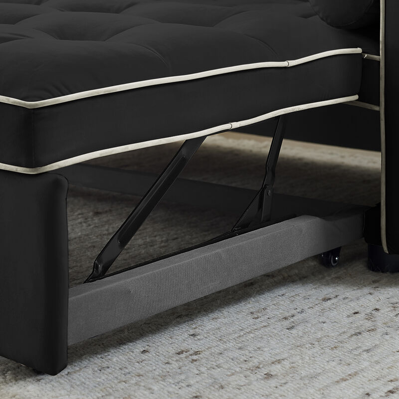 Modern 55.5" Pull Out Sleep Sofa Bed 2 Seater Loveseats Sofa Couch With Side Pockets