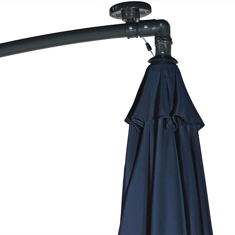Sunnydaze 10 ft Solar Offset Steel Patio Umbrella with Crank