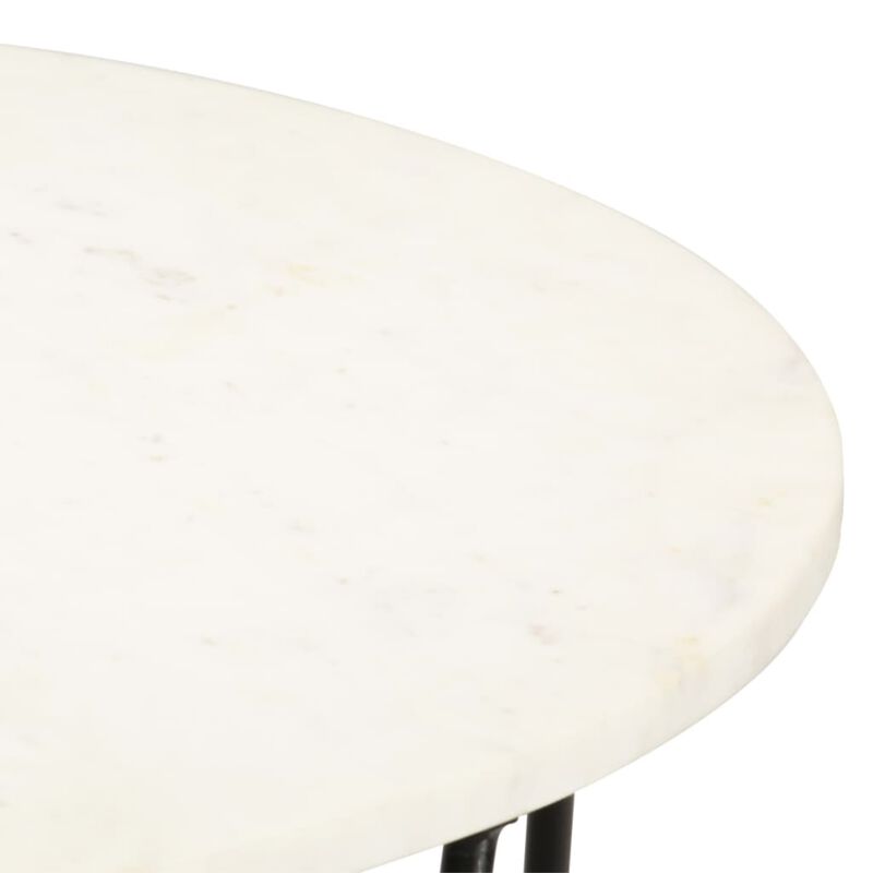 vidaXL Coffee Table White 25.6"x25.6"x16.5" Real Stone with Marble Texture