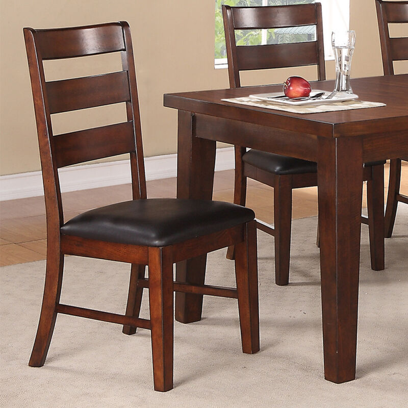 Sara Ladder Back Dining Side Chairs In Brown, Set Of 2