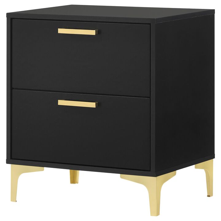 Coaster Home Furnishings Kendall 2-Drawer Nightstand Black and Gold