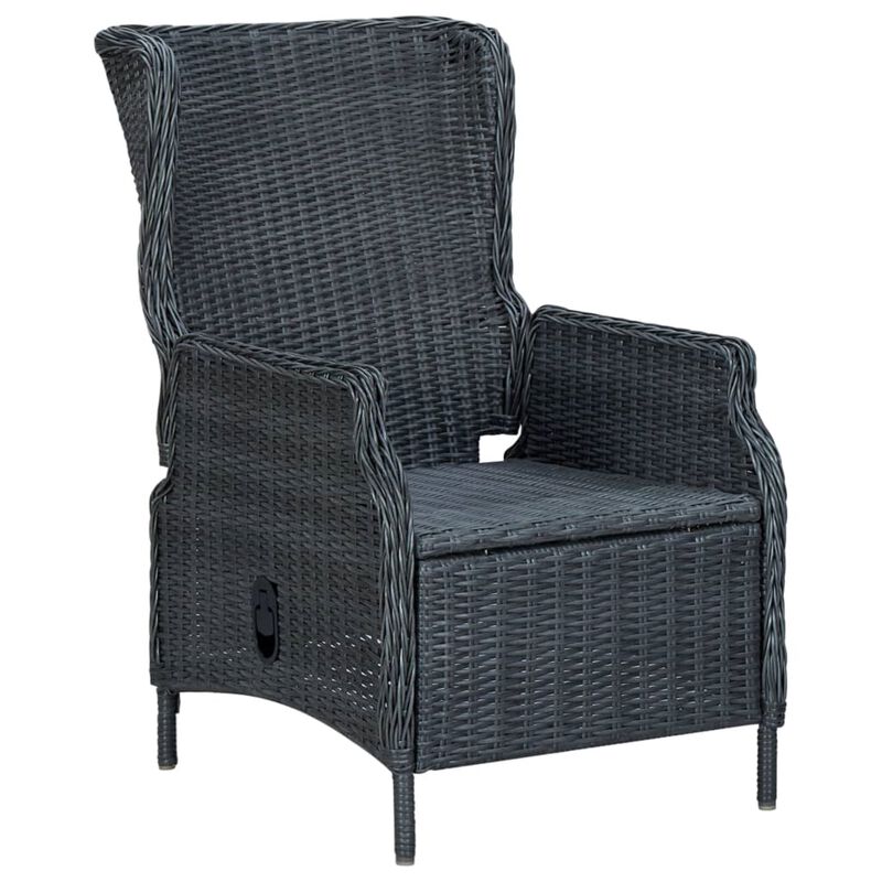 vidaXL 9 Piece Outdoor Dining Set with Cushions Poly Rattan Dark Gray