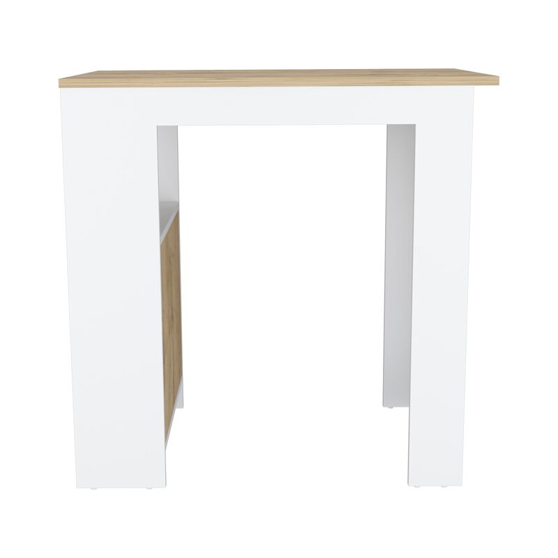 Stirling Kitchen & Dining room Island with 1-Door Cabinet Push to open System and Side Shelves- White / Macadamia