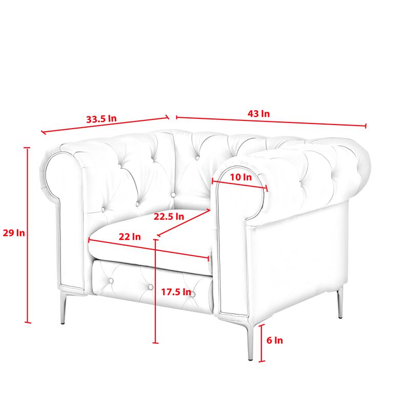 Nicole Miller Dezmond Leather PU Chesterfield Club Chair