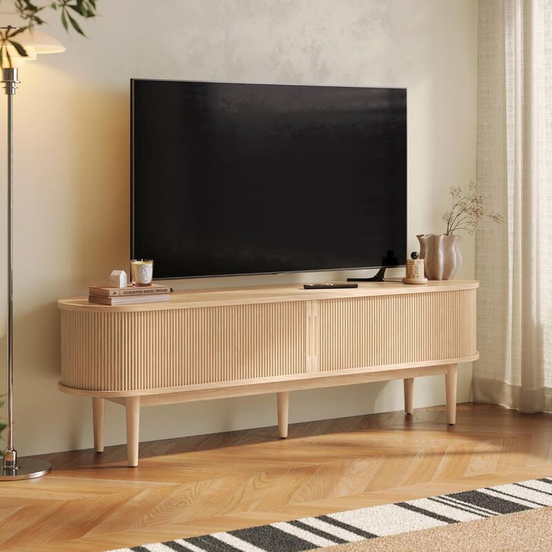 Oak HOME TV Stand for 75" TV,Entertainment Center
