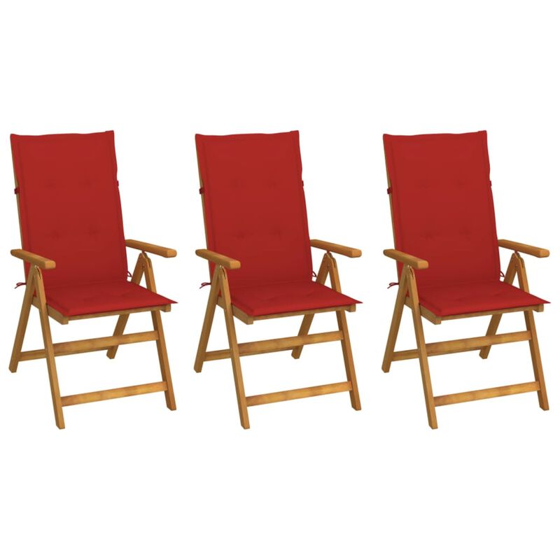 vidaXL Folding Garden Chairs 3 pcs with Cushions Solid Acacia Wood