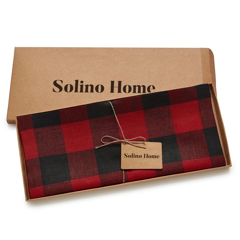 Solino Home 100% Pure Linen Table Runner | Buffalo Check