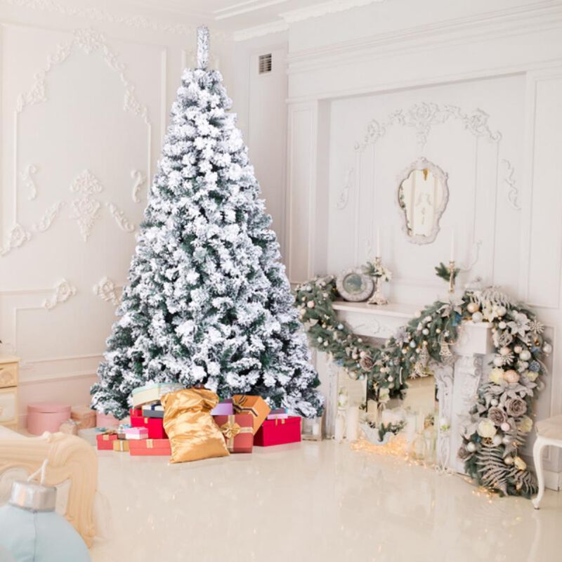 Snow-Flocked Hinged Christmas Tree Realistic, Full & Easy-to-Assemble Holiday Décor