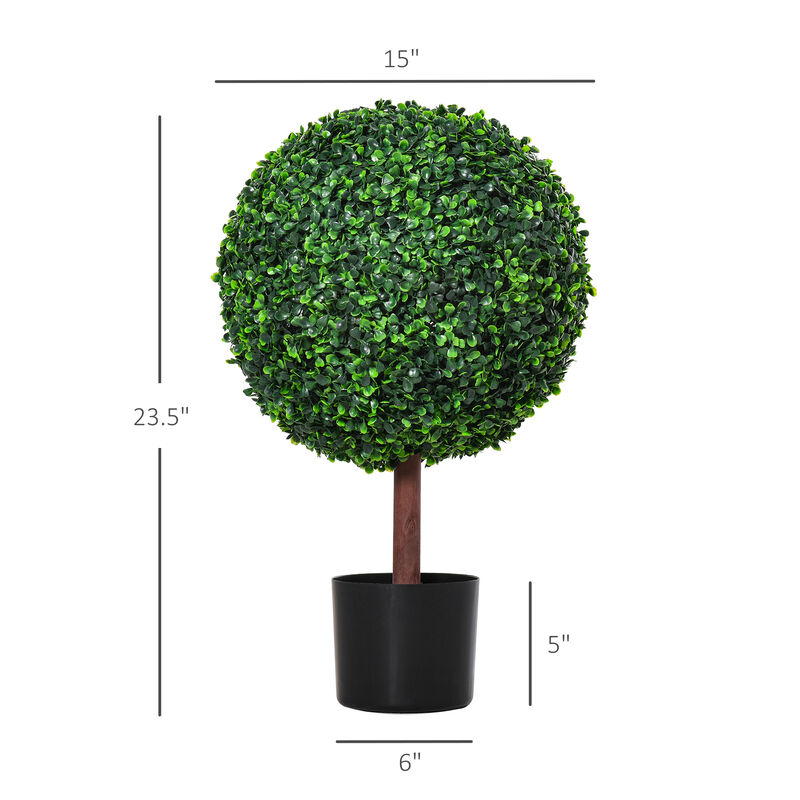 Indoor/Outdoor 23.5 Inch Faux Boxwood Greenery w/ High-Quality Color & Pot