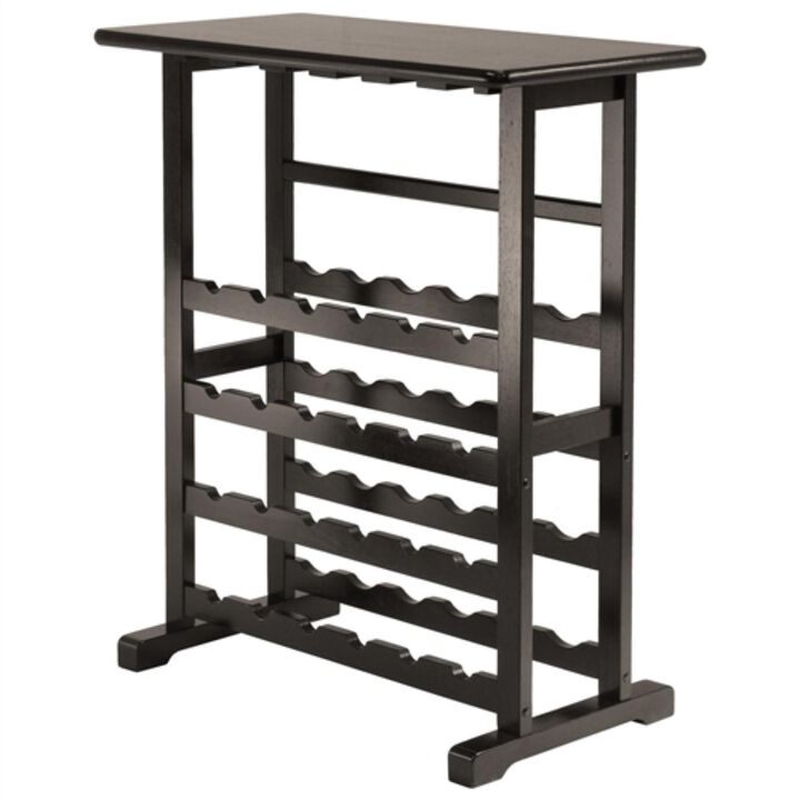 Hivvago Floor Standing Dark Espresso Brown 24 Bottle Wine Rack
