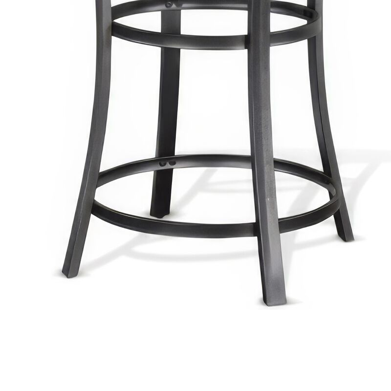 Flint Counter Height Table Round 36 Inch, Dark Brown Mahogany w Metal - Benzara