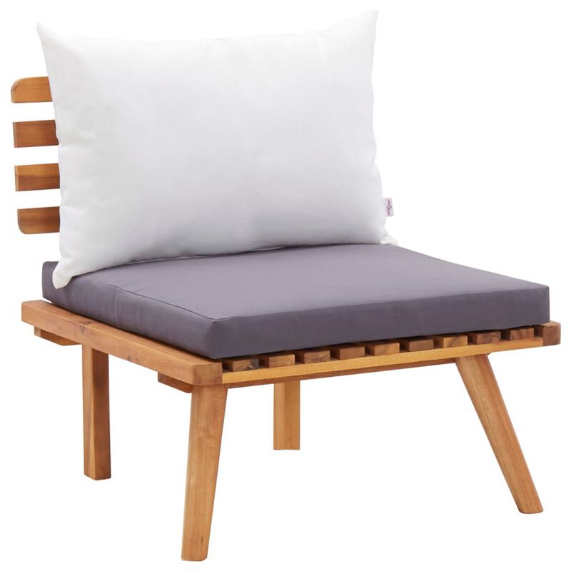 Roma 6pc Modular Outdoor Sofa and Coffee Table Set, Solid Wood, Gray - Benzara
