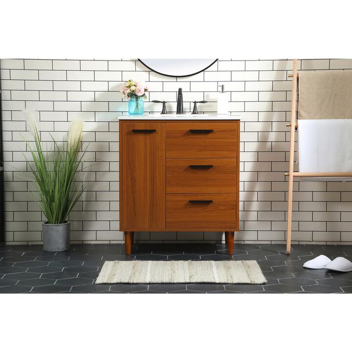 Elegant Kitchen and Bath 30 inch bathroom vanity in Teak