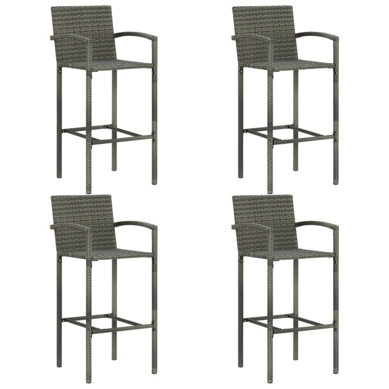 vidaXL 5 Piece Garden Bar Set Poly Rattan Gray