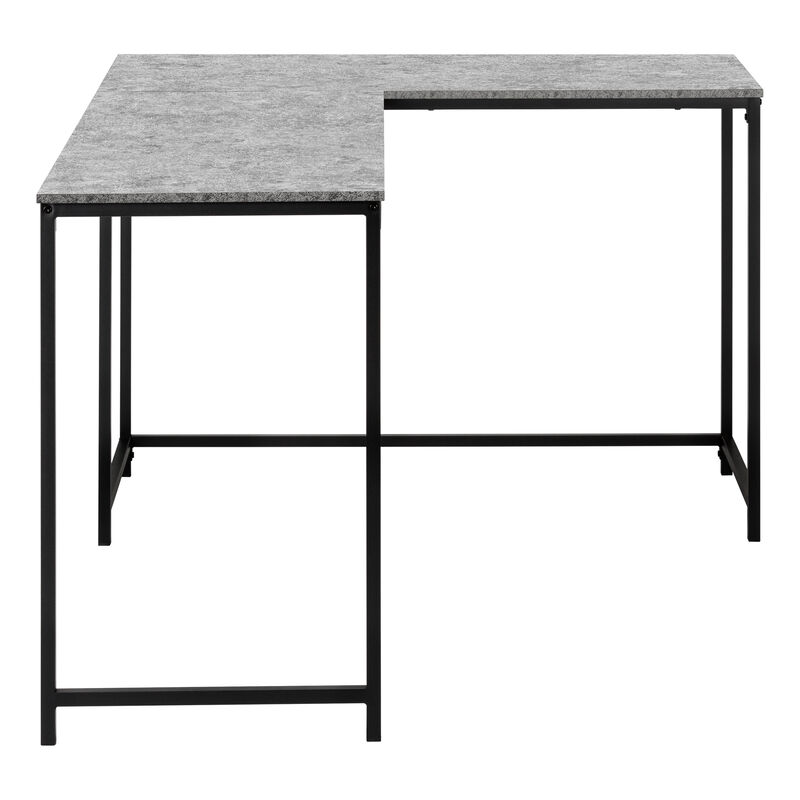 Monarch Specialties I 7392 Computer Desk, Home Office, Corner, 58"L, L Shape, Work, Laptop, Metal, Laminate, Grey, Black, Contemporary, Modern