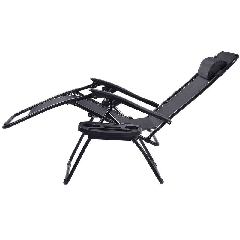 Hivvago Set of 2 Black Folding Outdoor Zero Gravity Lounge Chair Recliner