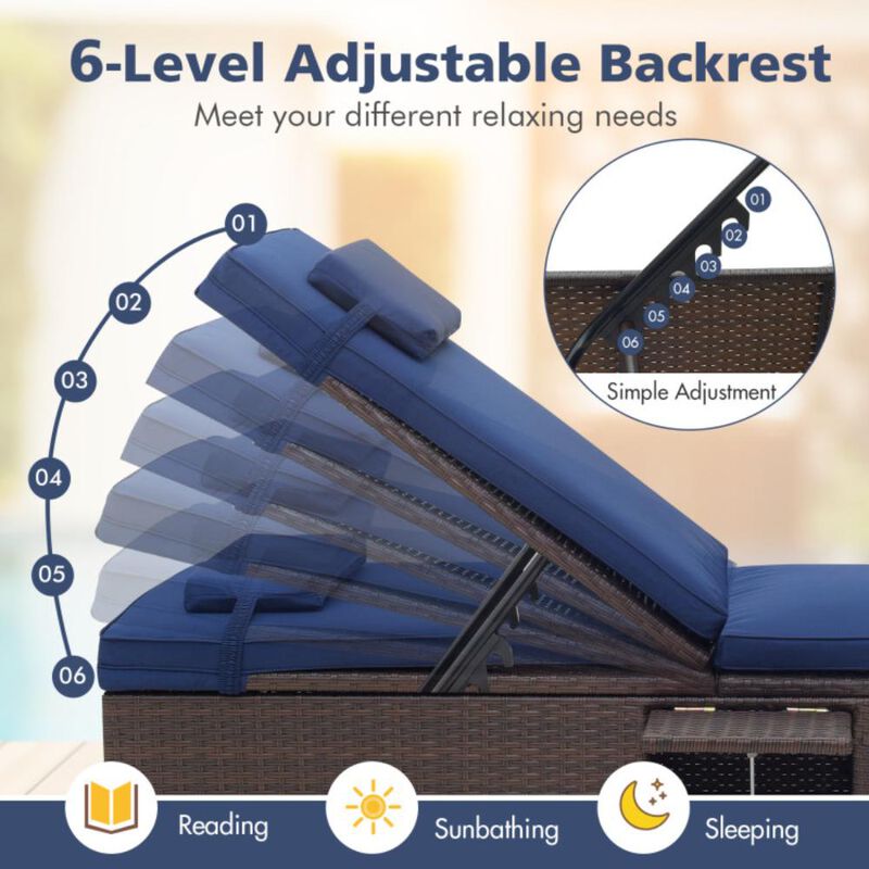 Hivvago Patio Chaise Lounge Set of 2 with Backrest Seat Cushion and Headrest