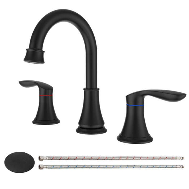 2-Handle Widespread Bathroom Sink Faucet, 3-Hole Vanity Faucet with Swivel Spout