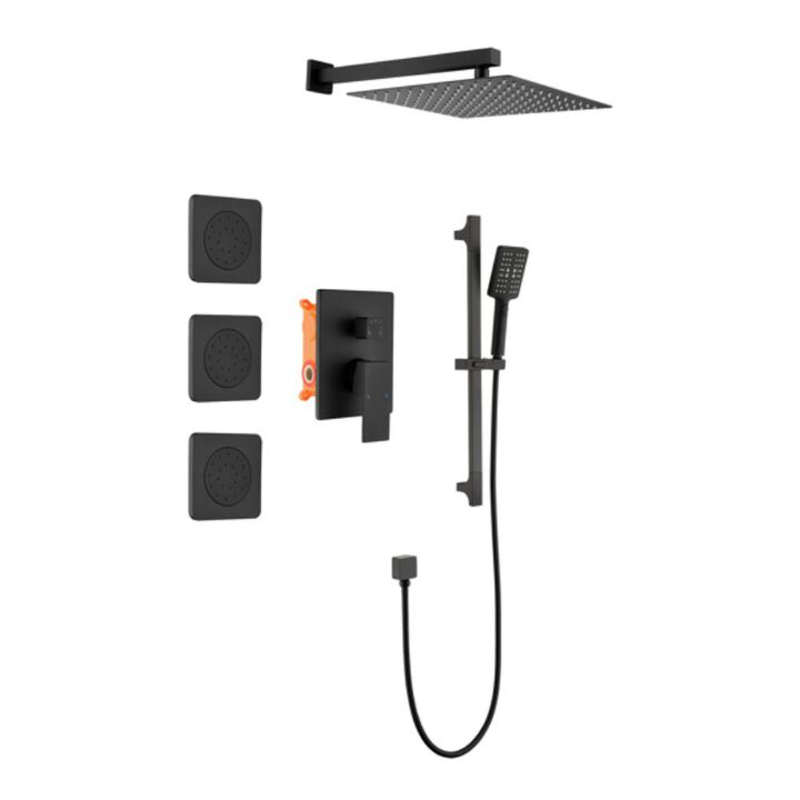 Luxury Shower Systems Wall-Mounted Rainfall Shower Head & Handheld Combo for Modern Bathrooms