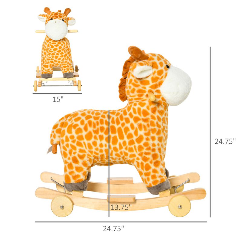 Yellow Kids' Rocker: Giraffe Plush Rocking Horse with Sounds
