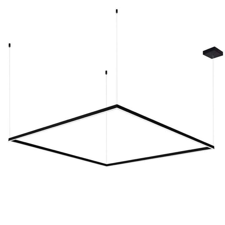 VONN Lighting Integrated LED Chandelier Height Adjustable Square Pendant Light in Black