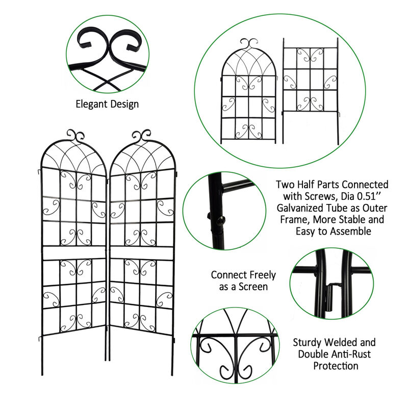 Streamdale Metal Garden Trellis 71" x 19.7" for Climbing Plants