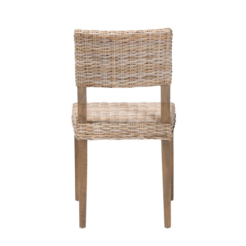 Bali & Pari Barossa Bohemian Grey Kubu Rattan And Mahogany Wood Dining Chair