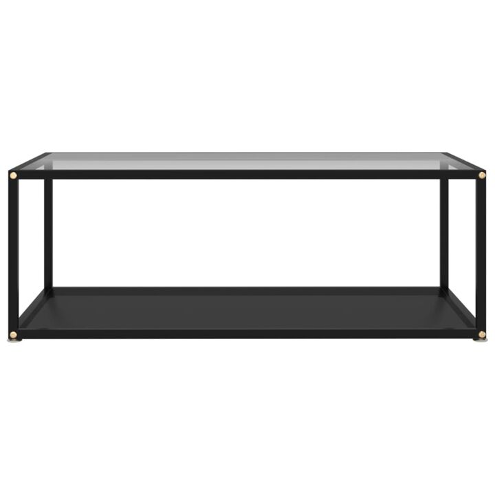 vidaXL Tea Table Transparent and Black 39.4"x19.7"x13.8" Tempered Glass