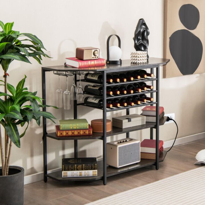 Hivvago 3-Tier Wine Bar Cabinet with Storage Shelves