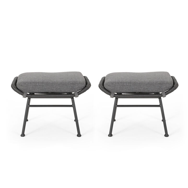 Merax Outdoor Patio PE Wicker Chairs Stools