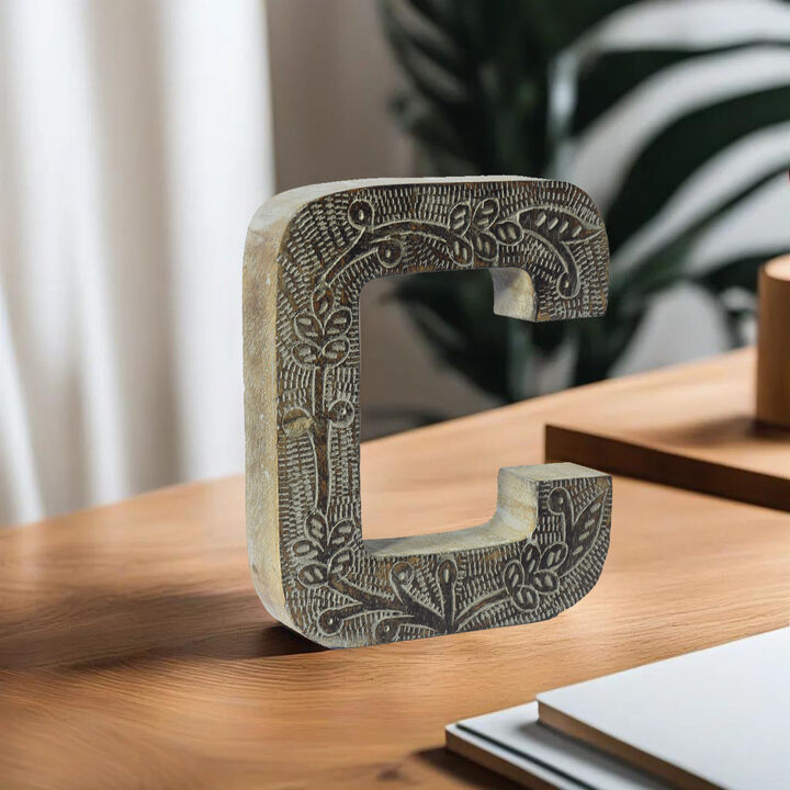 Vintage Gray Handmade Eco-Friendly "C" Alphabet Letter Block For Wall Mount & Table Top D�cor