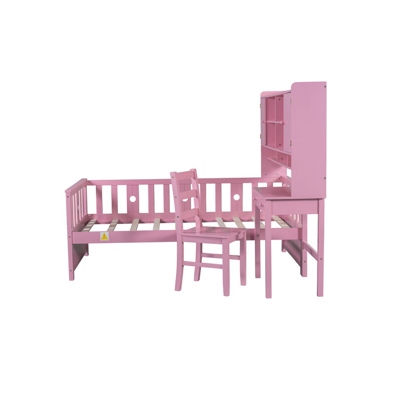 Merax Multifunctional Platform Bed with Desk and a Chair