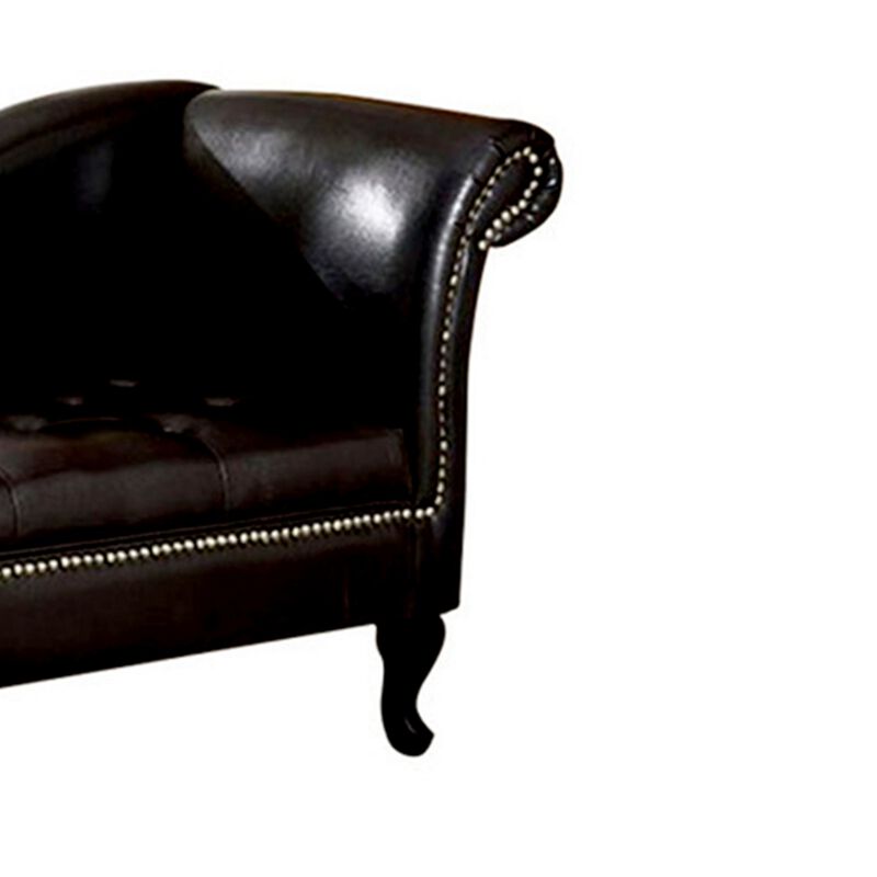 Glorious Contemporary Leatherette Storage Chaise, Black-Benzara