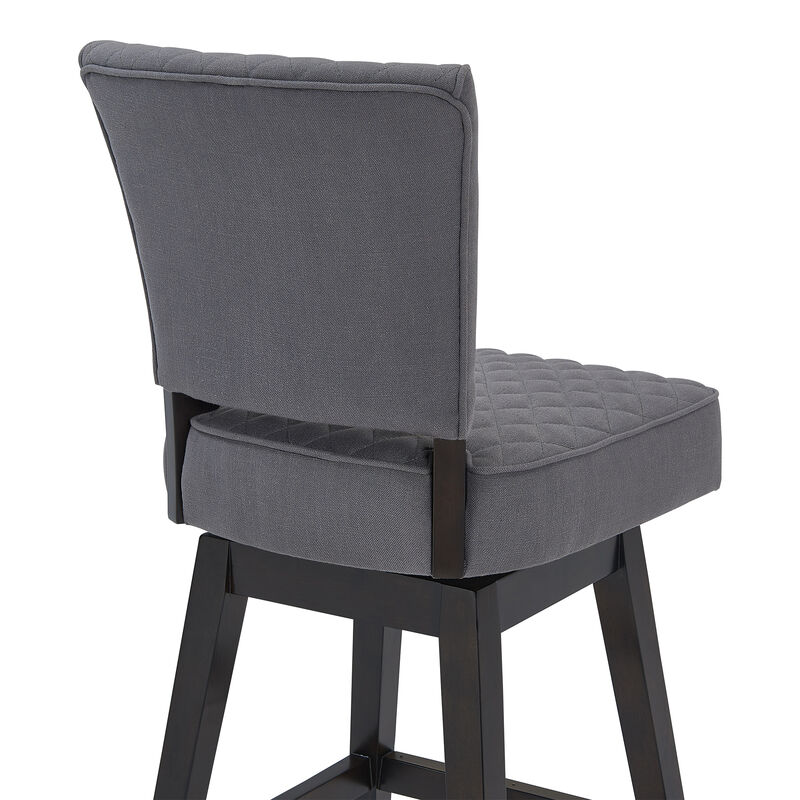 Gia  Counter Height Swivel Grey Fabric and Espresso Wood Bar Stool