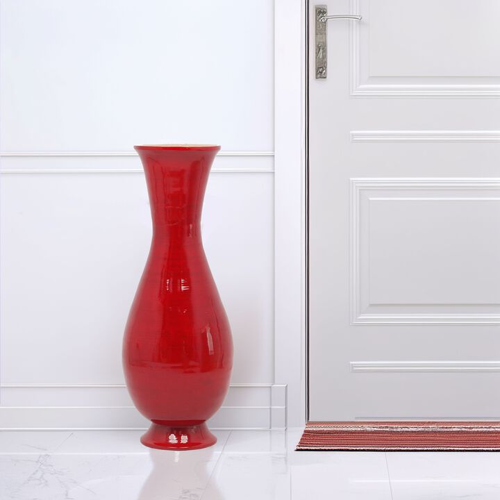 Tall Modern 13.8 in Dia Decorative Floor Vase: Handmade, Natural Bamboo Finish, Contemporary Home Décor, Handcrafted Bamboo, Elegant Interior Design, Bamboo Craftsmanship, Statement Piece for Modern Spaces, Medium