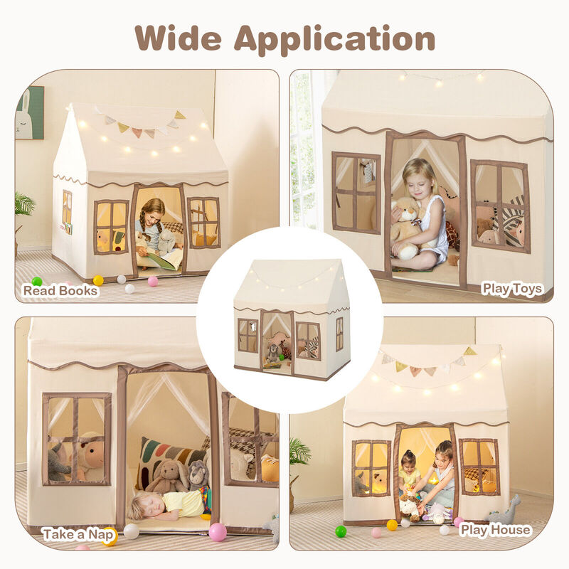 Toddler Large Playhouse with Star String Lights