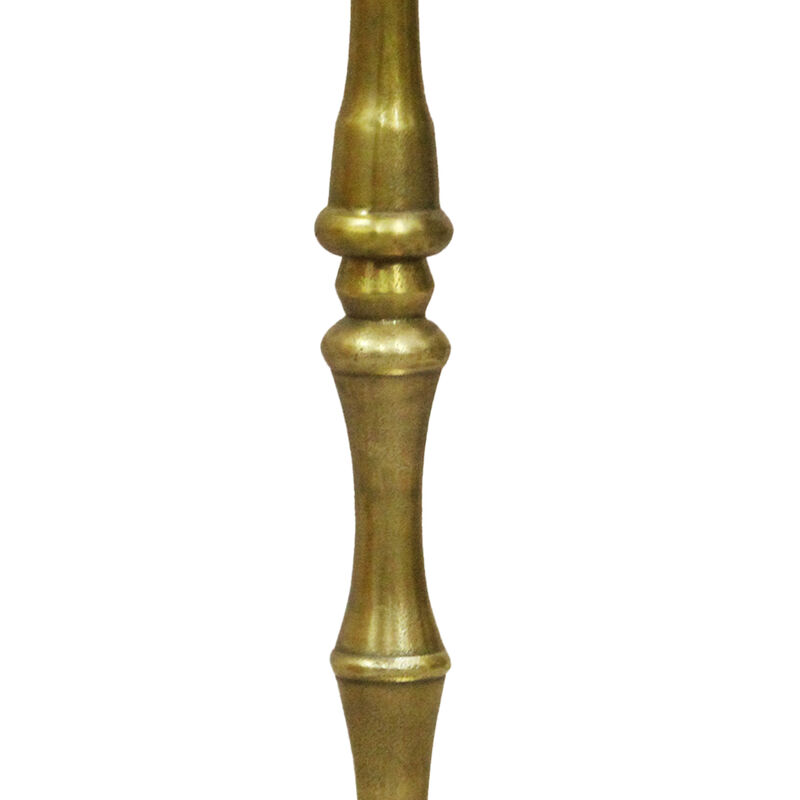 6 Inch Drink Side Table, Turned Pedestal Metal Base, Round Top, Oxidized Brass