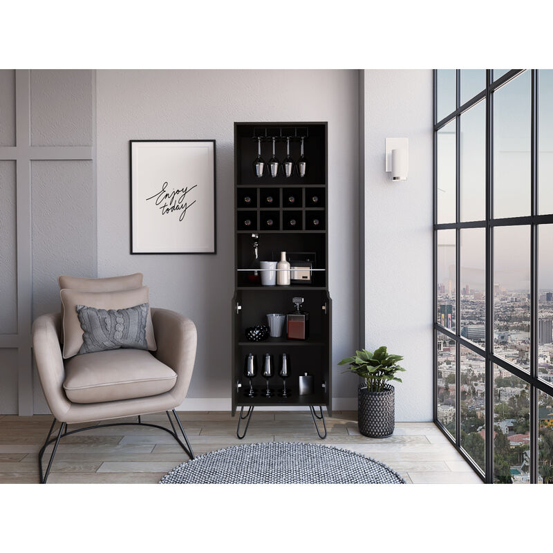 Thorndike 8-Bottle 2-Shelf Bar Cabinet Black Wengue
