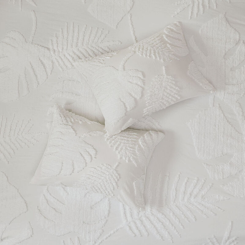 Gracie Mills Domenic 3-Piece Palm Chenille Duvet Cover Set