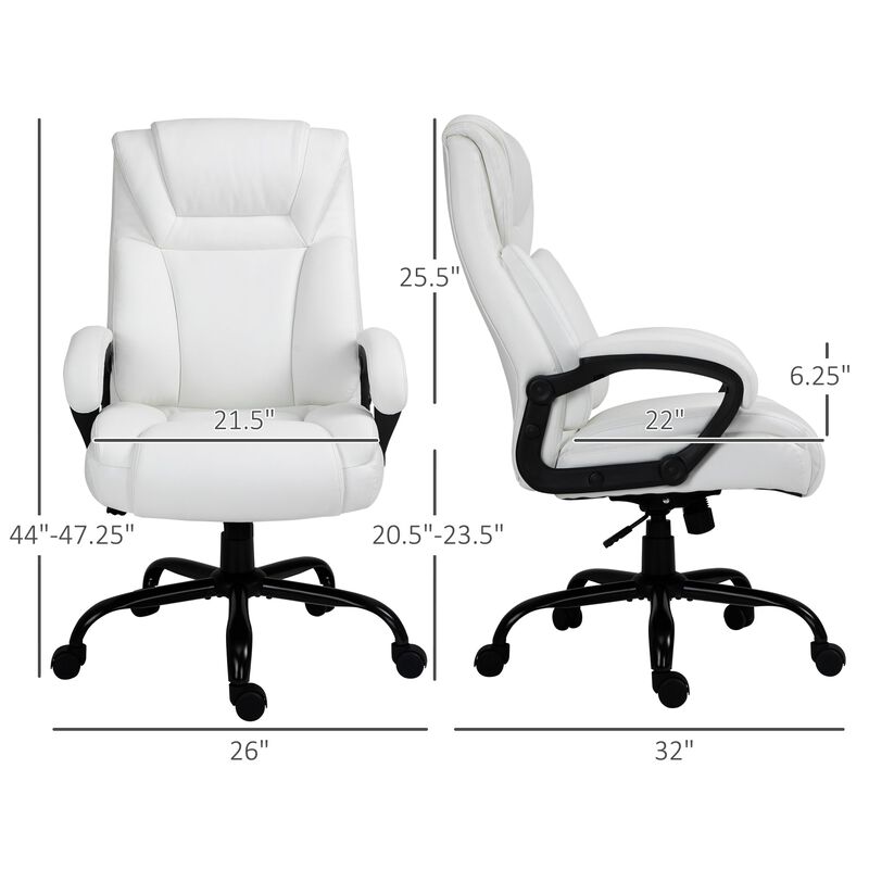 White Executive Giant: 400lbs Big Tall Faux Leather Swivel Office Chair
