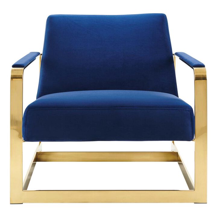 Modway Seg Performance Velvet Accent Chair, Gold Navy