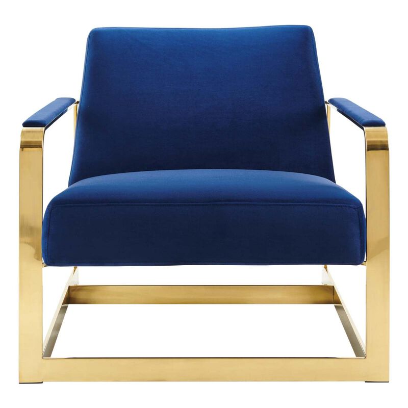 Modway Seg Performance Velvet Accent Chair, Gold Navy