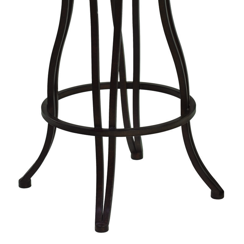 Celeste Bar Height Metal Swivel Barstool in Bandero Espresso Fabric and Auburn Bay Finish