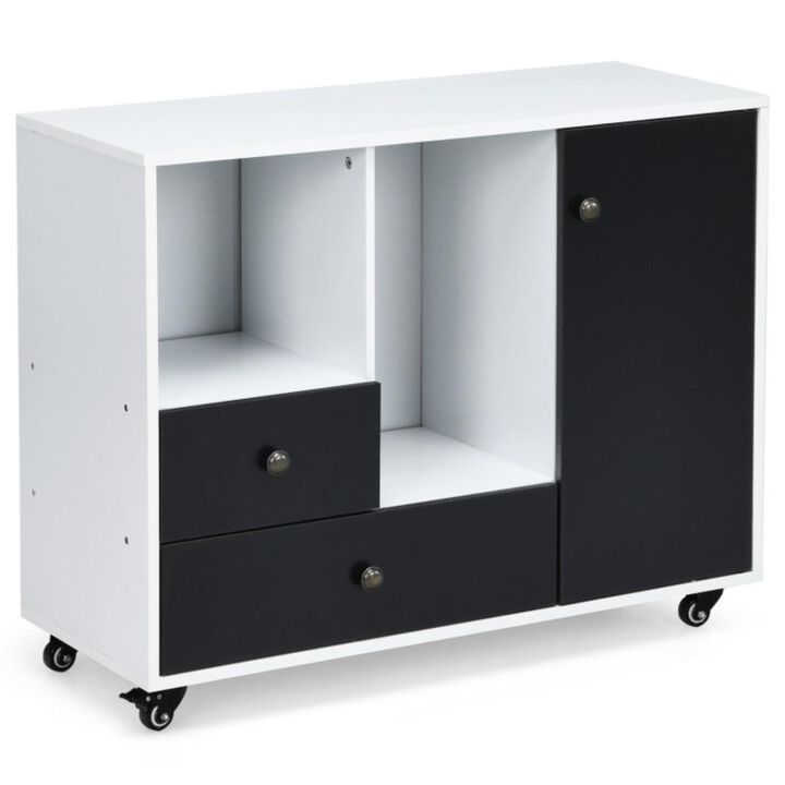 Hivvago Lateral Mobile Filing Cabinet with 2 Drawers-Black