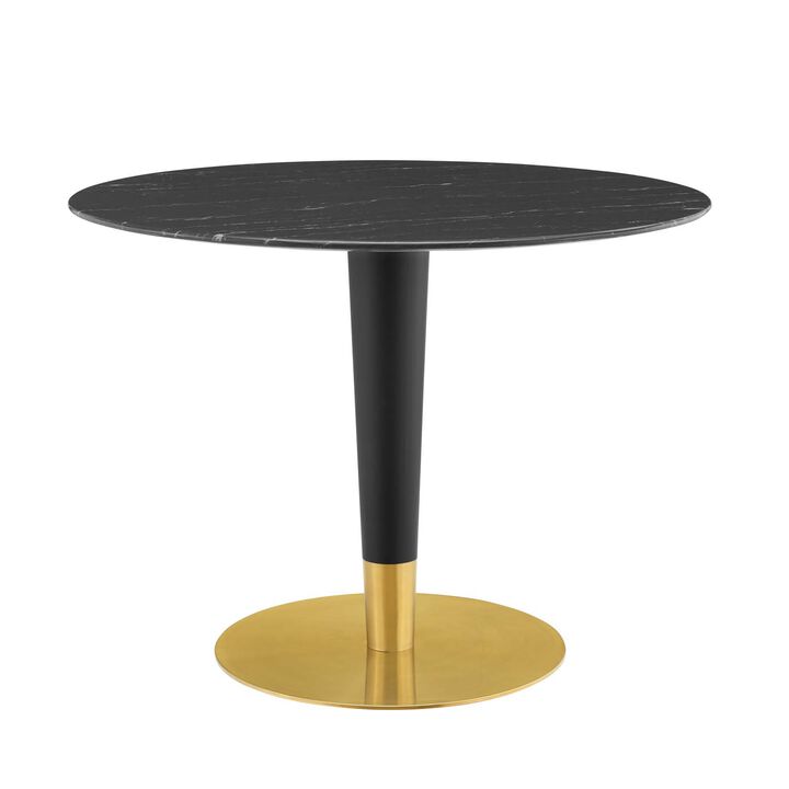 Modway - Zinque 40" Artificial Marble Dining Table Gold Black