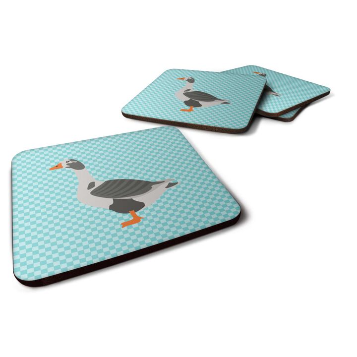 Caroline's Treasures West of England Goose Blue Check Decorative coasters, 3.5, Multicolor