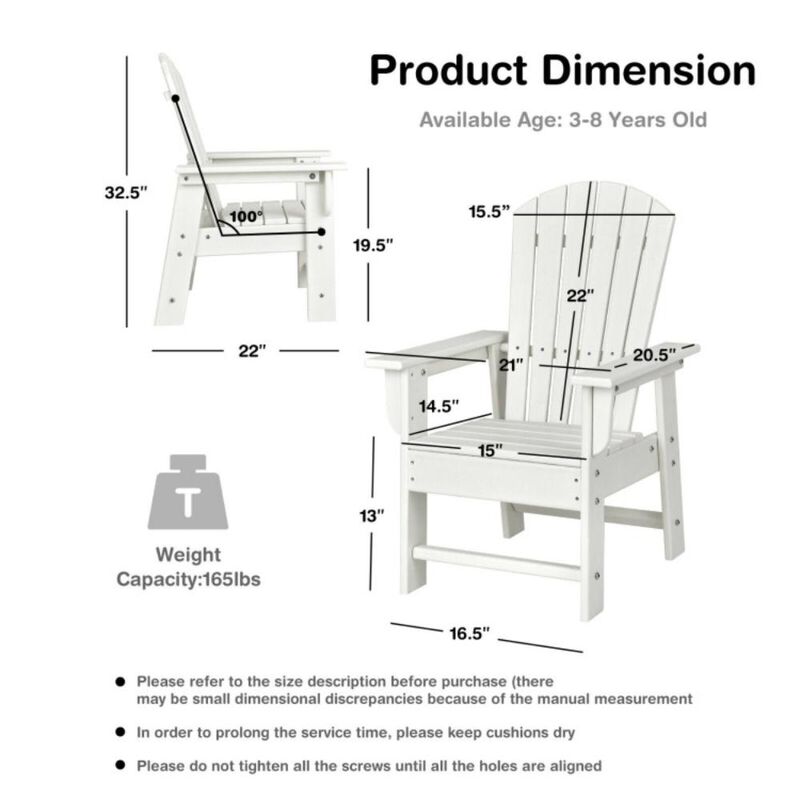 Hivvago Patio Kids' Adirondack Chair with Ergonomic Backrest