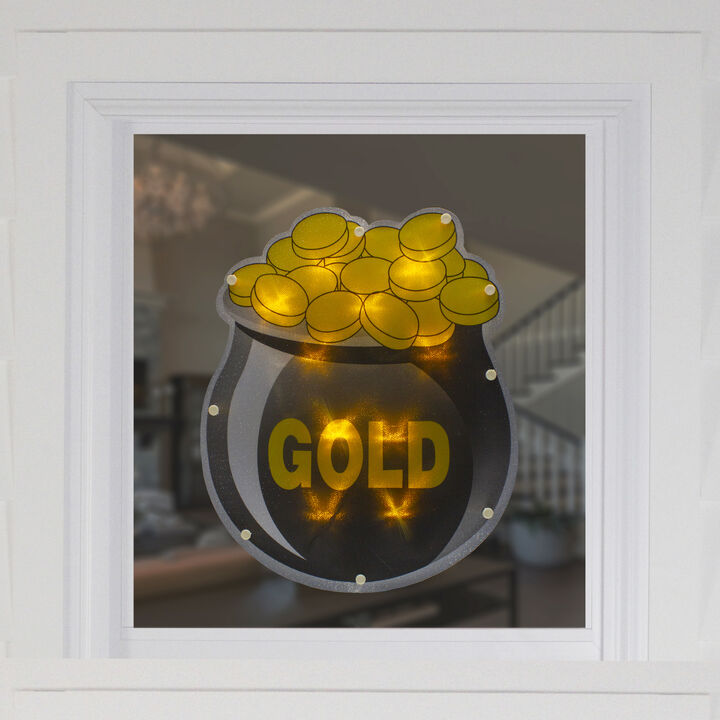 12" LED Lighted Irish St. Patrick's Day Pot of Gold Window Silhouette Decoration