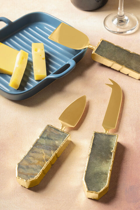 Brittany Agate Cheese Knives, Set of 3