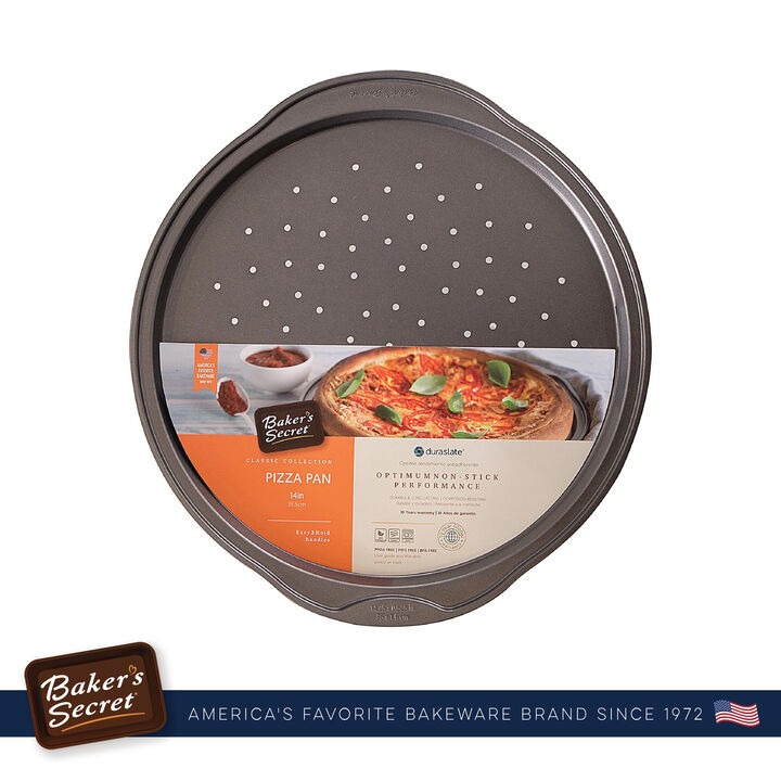 Baker's Secret 17" Pizza Pan, Non-Stick Coating & Thick Carbon Steel, Dark Gray, Pizza Essentials, Classic Line